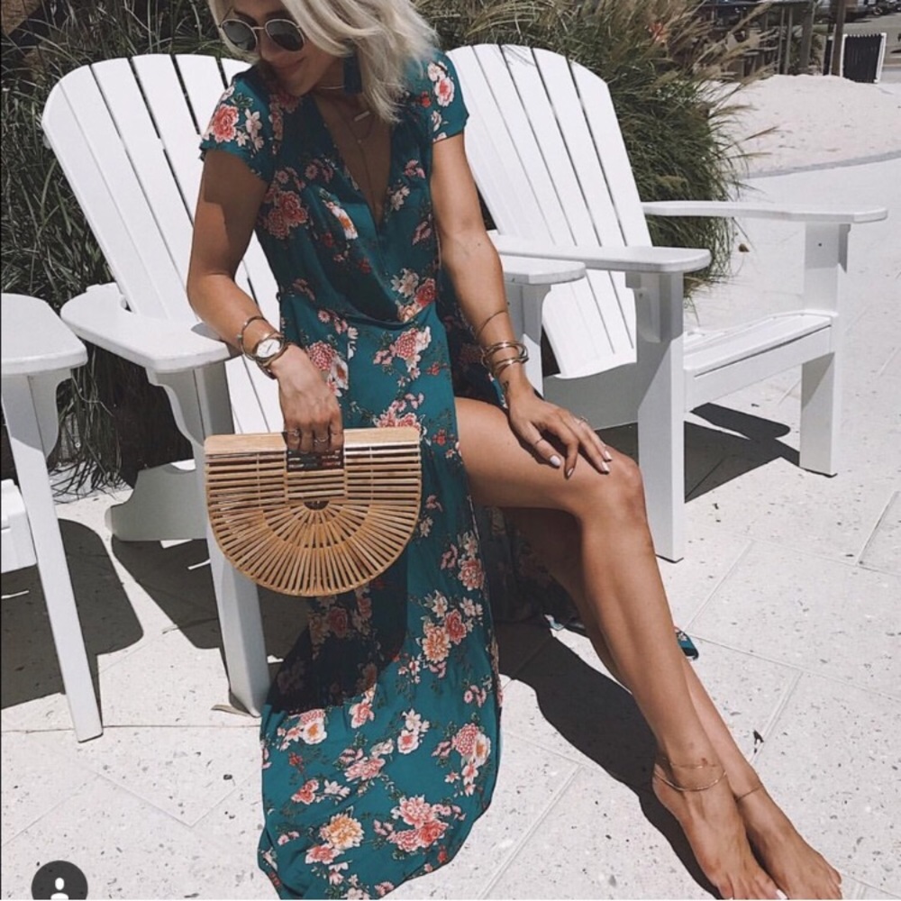 Faux wrap maxi dress